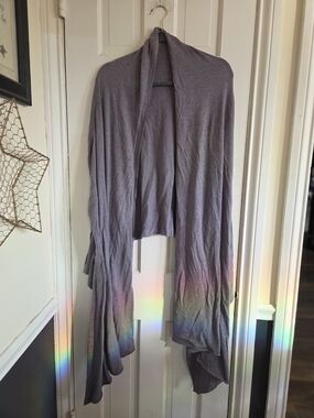 Moda International Lavender Gray Open-Front Draped Cardigan